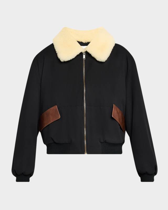 Mixed Leather Bomber Jacket